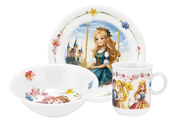 Kindergeschirr Prinzessin Kinder-Set 3tlg. Prinzessin